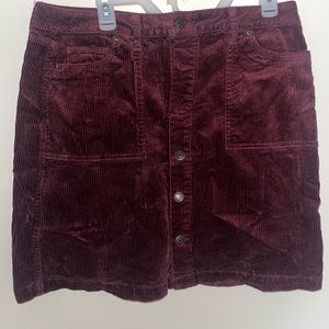 Maroon Button Up Velvet Skirt NWT